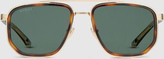 Gucci Navigator Frame Sunglasses, Gold