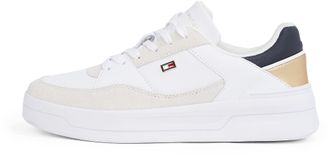 Tommy Hilfiger Womens Metallic Basketball Trainers, White (White), 7