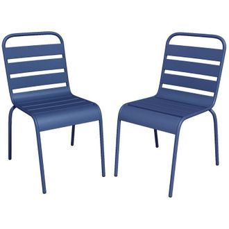 Vente-Unique Sedia da giardino impilabile in Metallo Blu Notte - Lotto di 2 - MIRMANDE