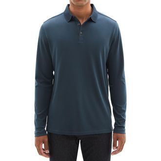 Robert Barakett Georgia Long Sleeve Polo in Night Teal at Nordstrom Rack, Size Xx-Large