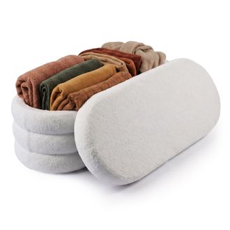 Relaxdays Relaxdays Banco, Tejido Teddy, Arc&oacute;n Tapizado Boucl&eacute;, Acolchado, Con Almacenaje, 42&times;110&times;45 Cm, Blanco
