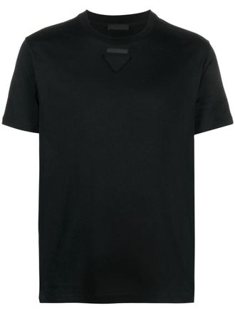 Prada logo-patch cotton T-shirt - Black