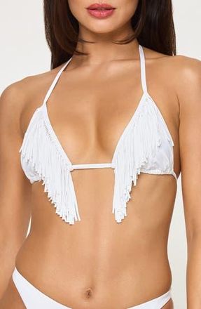 L*Space Sienna Fringe Triangle Bikini Top in White at Nordstrom Rack, Size X-Small