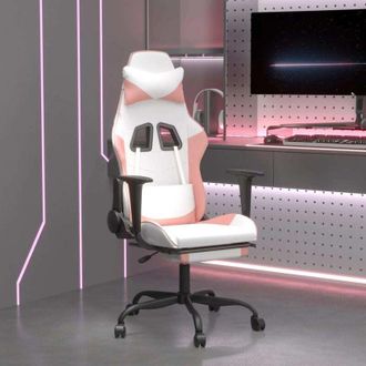 vidaXL Sedia da Gaming con Poggiapiedi Bianco e Rosa in Similpelle Vidaxl