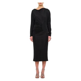 Khaite Midi Dresses, female, Black, M, Draped Midi Dress