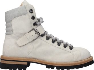 Eleventy Gray Leather Ankle Mens Boots