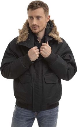 U.S.Polo Association U. S. Polo Assn. Snorkel Jacket Mens Black Faux Fur Hooded Full Zip FROG784