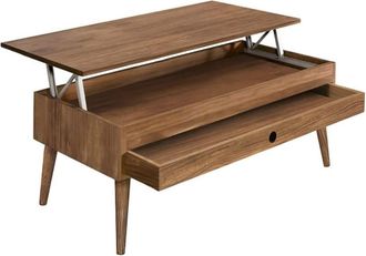 HOGAR 24 Mesa de centro elevable con cajón deslizante vintage madera maciza