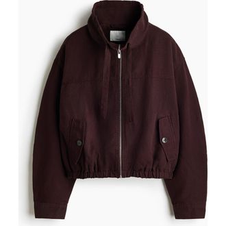 H&M Linen-blend Jacket in Dark Brown at Nordstrom, Size X-Small