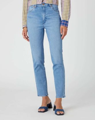 Wrangler Slim-fit-Jeans WRANGLER Wrangler Jeans Walker, Damen, Gr. 26, L&auml;nge 32, blau, Obermaterial: 99% Baumwolle CO. 1% Elasthan EL., Jeans Slim-fit-Jeans