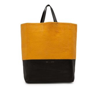 Celine Kleurblok Lederen Wol Tote Bag