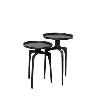 Koketto Home Set 2 mesas redondas aluminio negro modernas