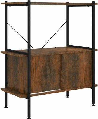 vidaXL Estantería con armario 3 niveles madera y acero 80x40x92 cm Vidaxl