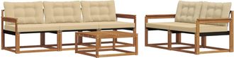 vidaXL Conjunto De Sof&aacute;s De Exterior 6 Uds. Natural Y Beige Vidaxl