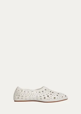 Alaia Neo Vienne Cutout Leather Ballerina Flats