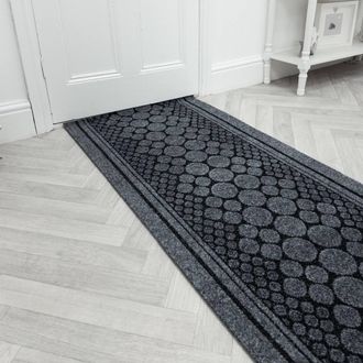 Runrug Hallway Carpet Runner Rug - Non-Slip, Durable, 7.2mm - Cork in Grey | Size: 66 cm x 420 cm
