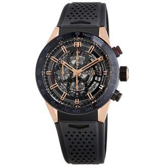 Tag Heuer Pre-owned Tag Heuer Carrera Chronograph Black (Skeleton Center) Dial Mens Watch CAR205A.FT6087