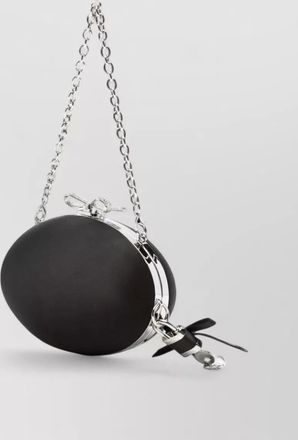 Self Portrait the bow satin oval clutch