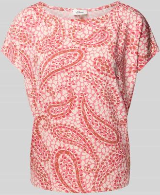 s.Oliver Red Label Relaxed Fit T-Shirt aus Viskose-Mix mit überschnittenen Schultern in Rot, Größe 36