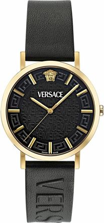 Versace Greca Slim - Heren - Horloges - Geel - ONE Size - Leer - Accessoires