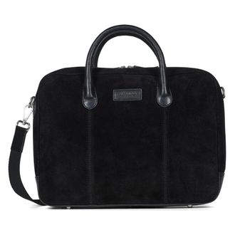 Howard London Wilfred Su&egrave;de Laptoptas - Heren - Tassen - Zwart - Maat: ONE Size Su&egrave;de