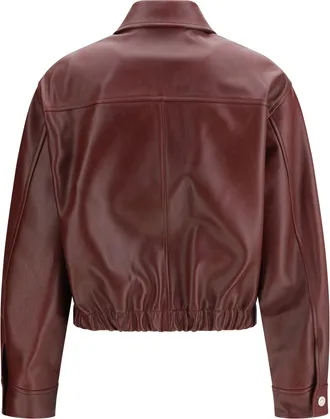 Versace Womens Leather Jacket Dark Burgundy Calf Bos Taurus