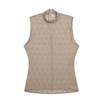 Fendi Dames, Tops, Beige, Maat: S Leer