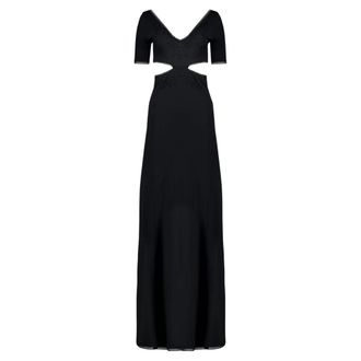 Paco Rabanne Lange jurk met zwarte borduursels - Dames - Jurken - Zwart - Maat: S Viscose