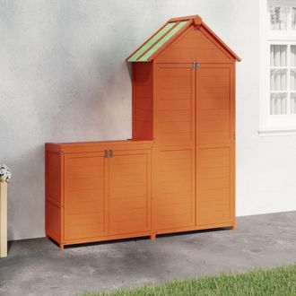 vidaXL Cobertizos Para Herramientas Jard&iacute;n 2 Pzas Madera Pino Marr&oacute;n Vidaxl