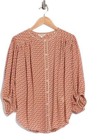 Max Studio Button Front Top in Cream /Red Daisy Loops at Nordstrom Rack, Size X-Large