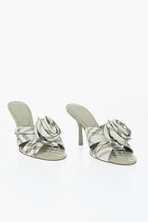 Burberry Tartan Fabric Sandals With Front Flower 10cm size 37