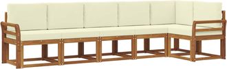 vidaXL Conjunto De Sof&aacute;s De Exterior 6 Uds. Natural Y Crema Vidaxl