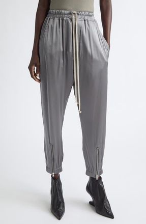 Rick Owens Tecuatl Satin Track Pants in Steel at Nordstrom, Size 42