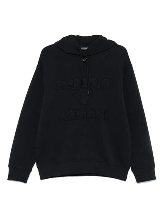 【EMPORIO ARMANI】 Men's Embroidered Logo Jersey Hoodie ★ French Terry Cotton Hoodie with Logo | Armani Exchange