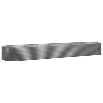 vidaXL Jardinera Arriate Acero Recubrimiento Polvo Gris 584x140x68 Cm Vidaxl