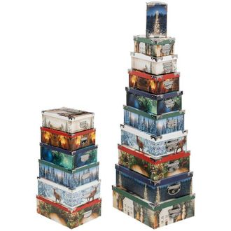 F&eacute;&eacute;ric Lights & Christmas Paquete De 16 Cajas Rectangulares Con Impresi&oacute;n Tradicional - Atmosphera Cr&eacute;ateur DInt&eacute;rieur