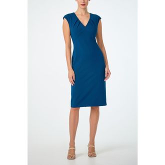 Trina Turk Vibrant V-Neck Sheath Dress in Burle Blue at Nordstrom, Size 2