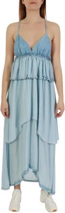 Pinko Agatha Gelaagde Midi Jurk - Dames - Maxi kleedjes - Blauw - L - Kleedjes