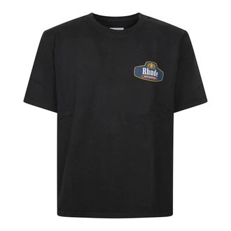 Rhude T-Shirts, male, Black, Size: S Racing Crest T-Shirt
