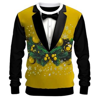 Generic Cocila MenS Casual Daily Christmas Santa Round Neck Hoodie Top Sweatshirt Blouse Long Sleeve Shirt (Yellow, M) Mens Hoodies Xxxl Junmers 4Xl Junmerss 