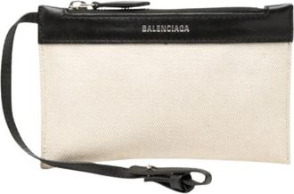 Balenciaga Pre-owned Canvas Pouch - Dames - Vintage Clutch - Wit - ONE Size - Leer - Vintage