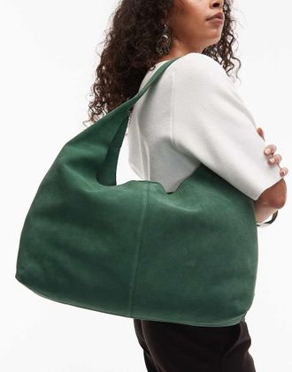 & Other Stories Borsa shopping a mano in camoscio color verde racing