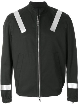 Neil Barrett Bomber con dettaglio a righe - Nero