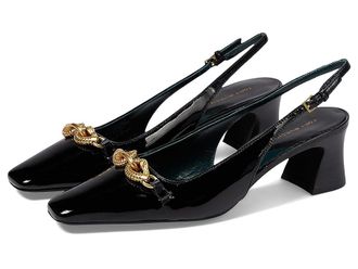 Tory Burch 55 mm Jessa Slingback Womens Shoes Perfect Black/Gold : 10.5 M, Leather