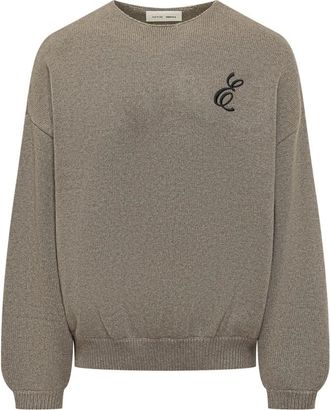 Fear of God Wafel Gebreide Trui met Ronde Hals - Heren - Ronde hals truien - Grijs - XL - Wol - Truien & Vesten