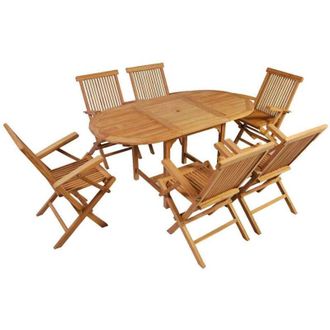 vidaXL Set De Comedor De Jard&iacute;n 7 Piezas De Madera Maciza De Teca Vidaxl