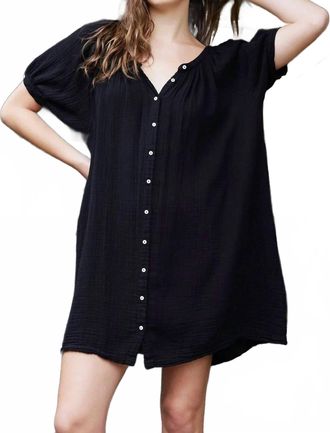 9seed Sinfos Puff Sleeve Button Down Dress In Noir