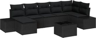 vidaXL Conjunto De Sof&aacute; De Jard&iacute;n 7 Pcs Negro Rat&aacute;n Sint&eacute;tico Vidaxl