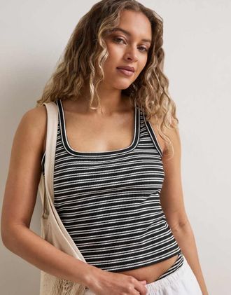 Tala Canotta in maglia a righe nera-Nero