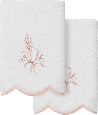Linum Home Textiles 100% Turkish Cotton Whitney Scallop 2Pc Embellished Fingertip Towel Set